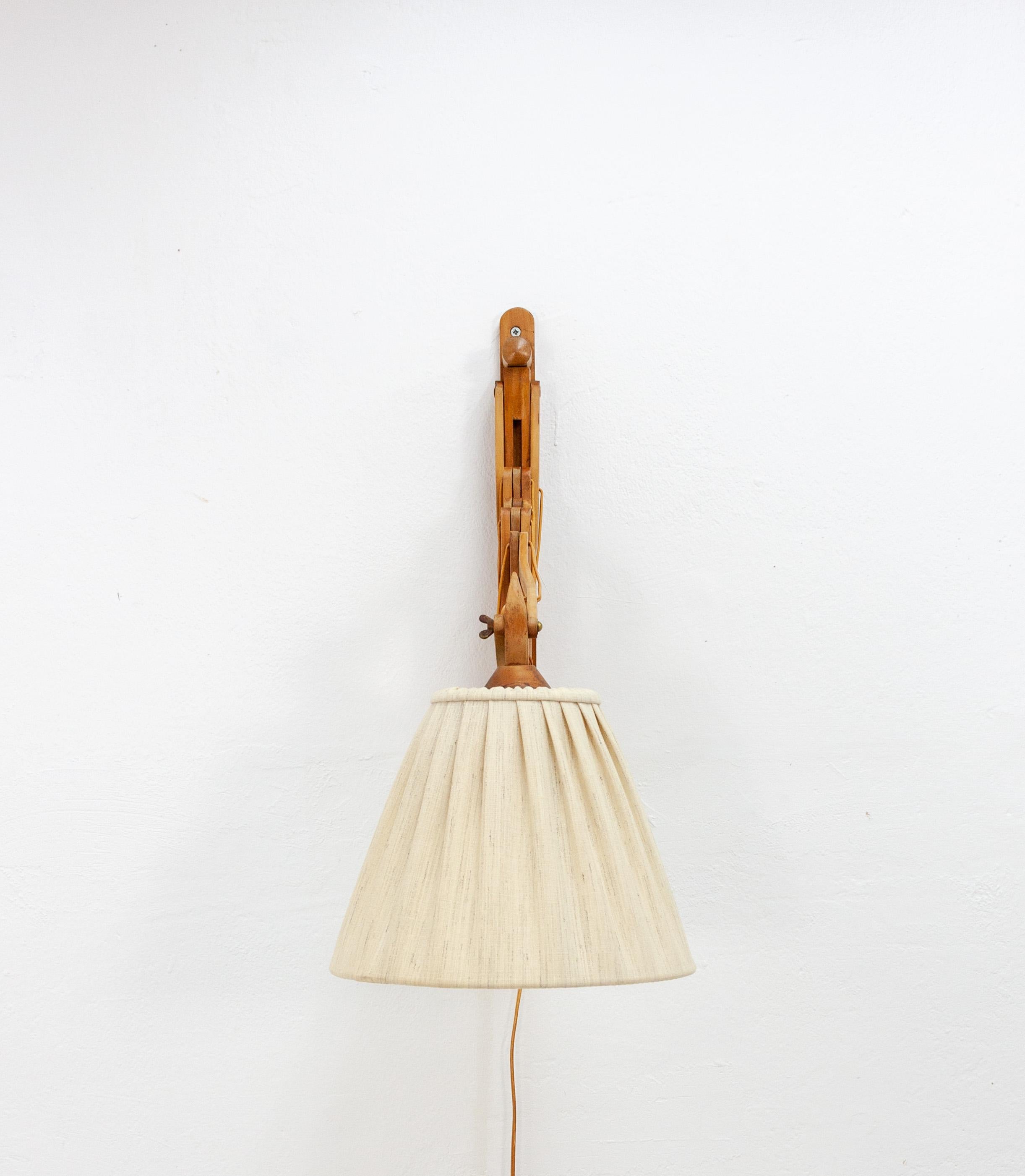 Large Midcentury Danish Wooden Scissor Lamp 1