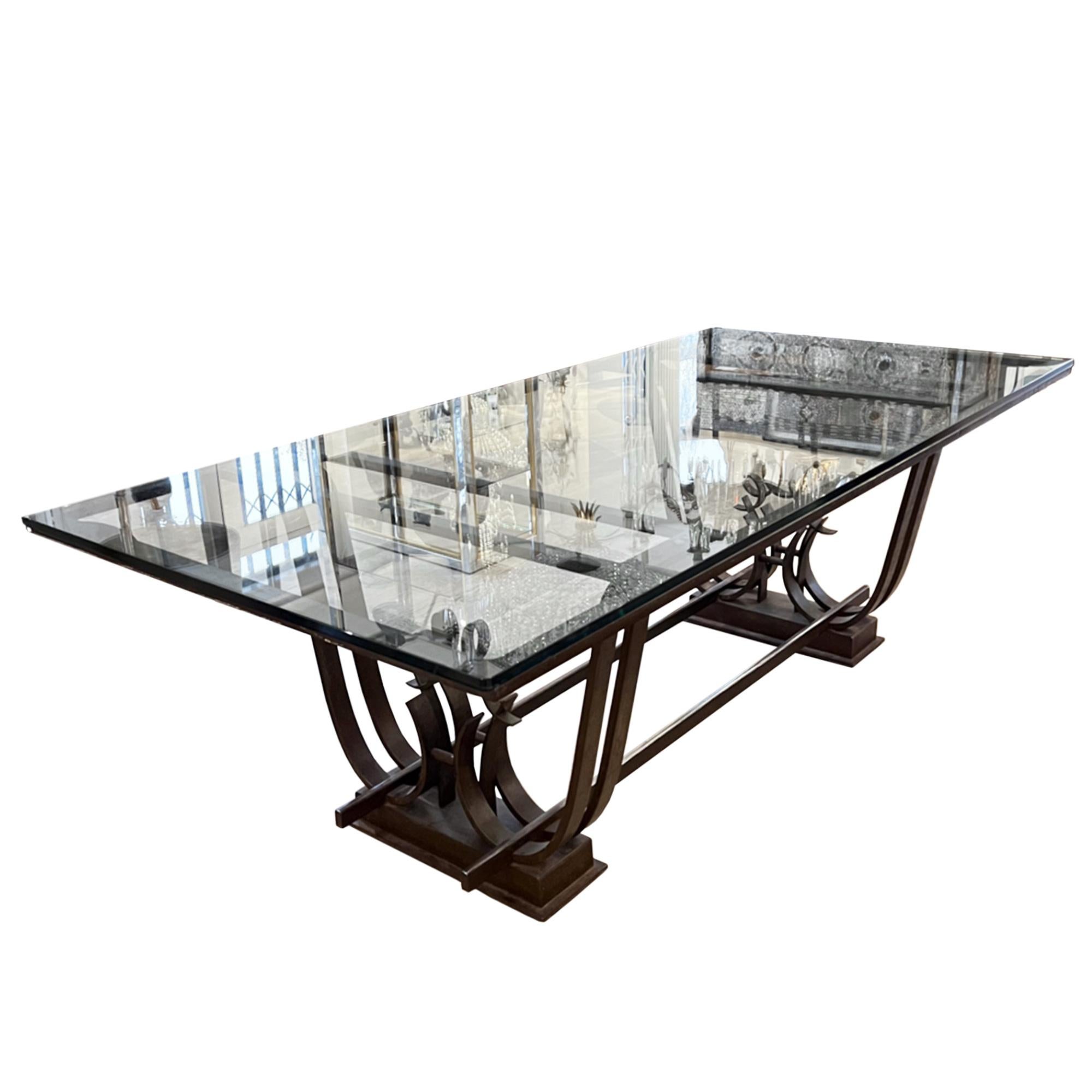 Industrial Large Midcentury Dining Table Attributed to Raymond Subes For Sale