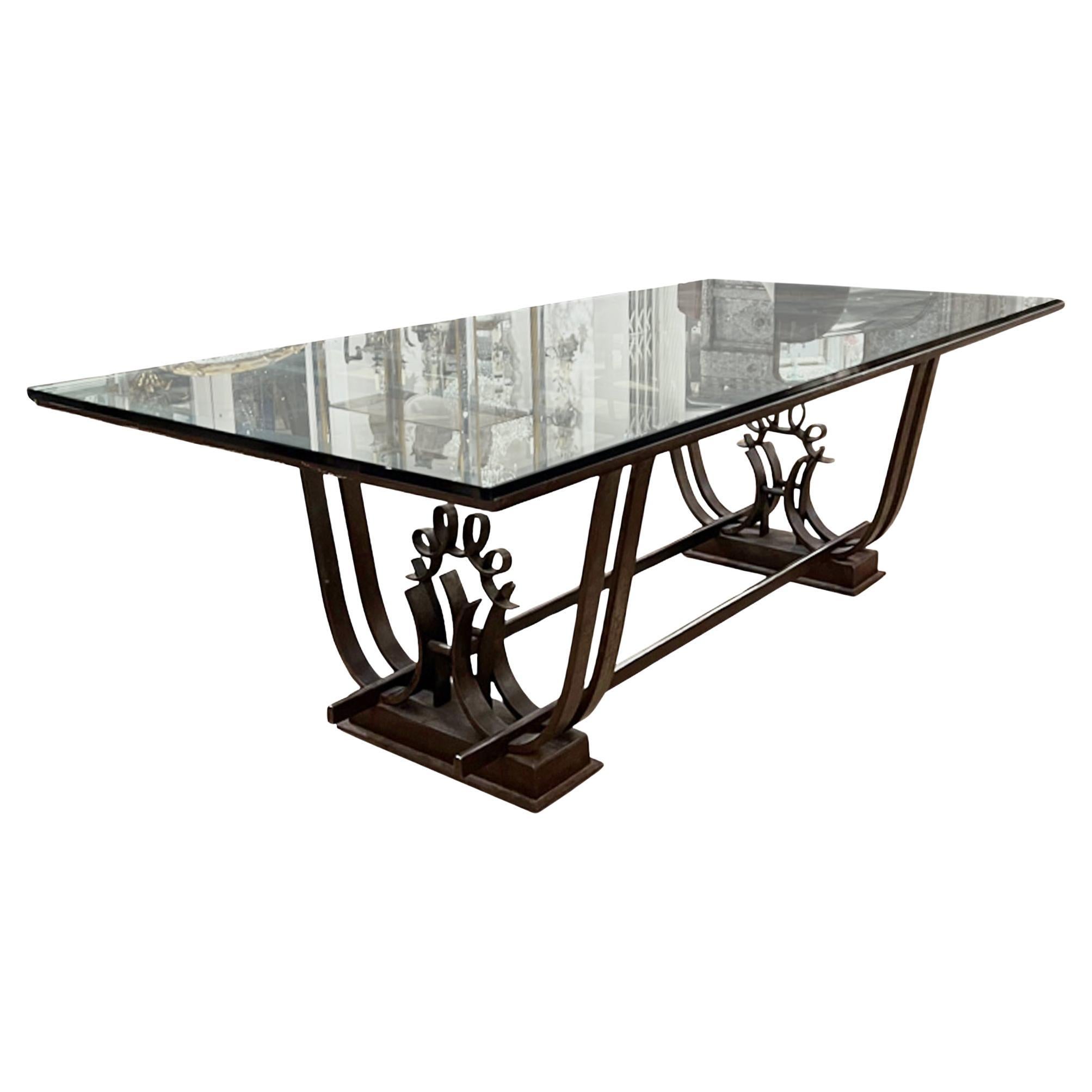 Large Midcentury Dining Table Attributed to Raymond Subes For Sale
