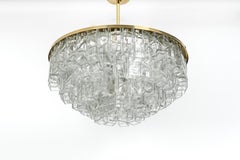 Large Midcentury Doria Chandelier Ice Glass, 1960s, Germany