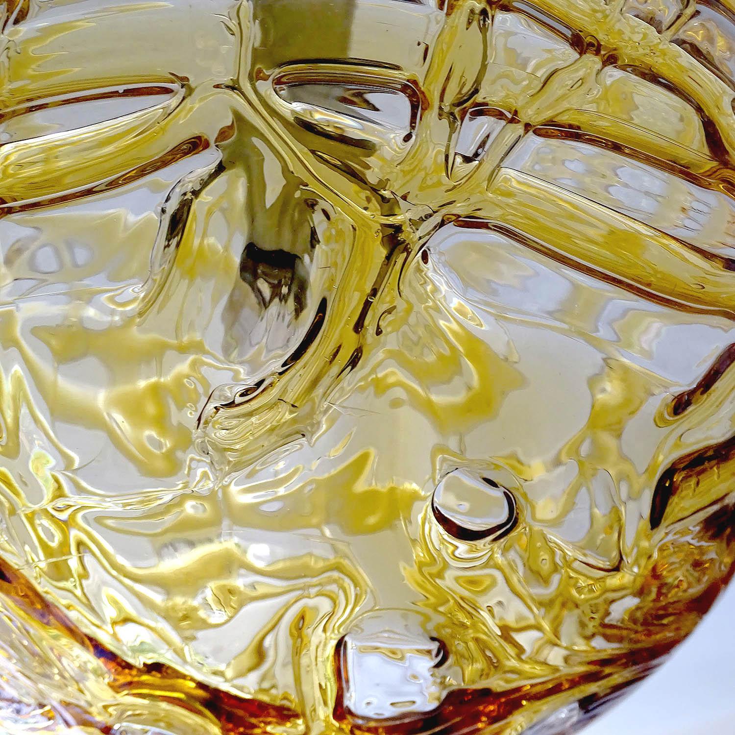  Large MidCentury Doria Murano Glass Globe Brass Pendant Chandelier  14