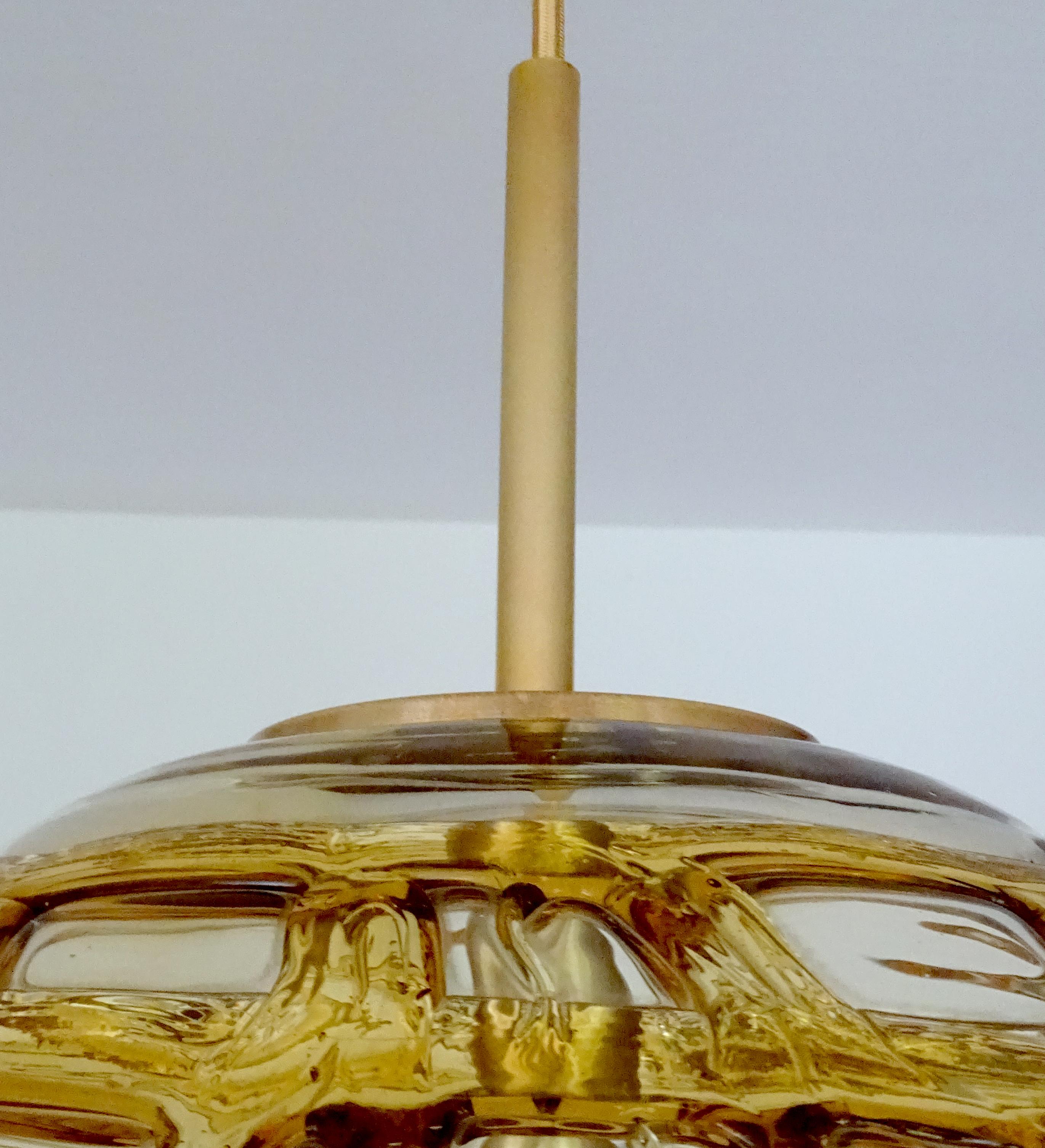  Midcentury Doria Murano  Glass  Brass Pendant Light Chandelier, Gio Ponti Era For Sale 10