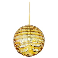  Midcentury Doria Murano  Glass  Brass Pendant Light Chandelier, Gio Ponti Era