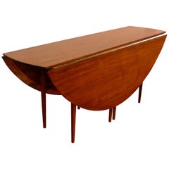 Large Midcentury Drop-Leaf Gate Leg Oval Table or Console