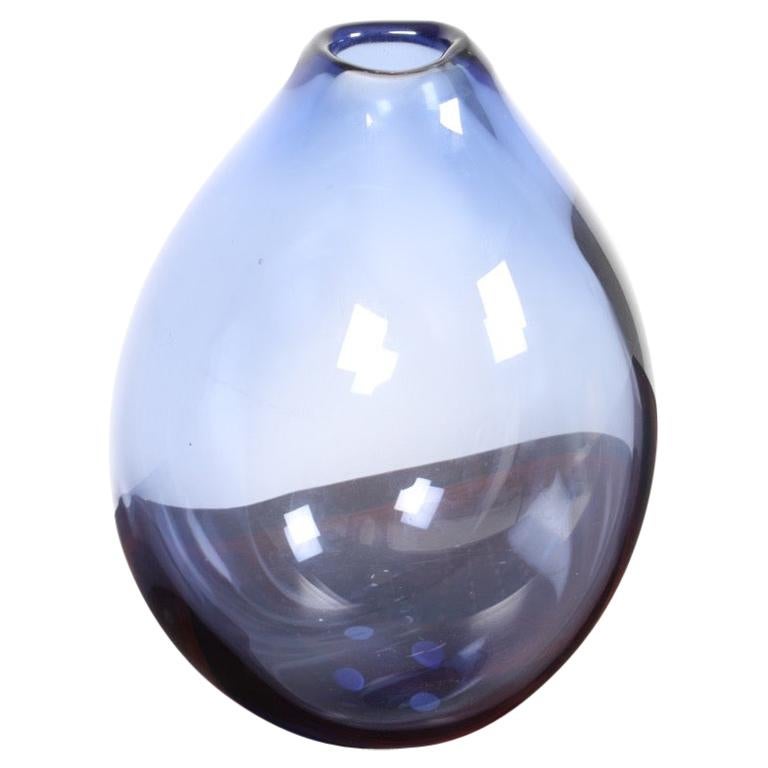 Large Midcentury Drop Vase in Blue Glass by Per Lütken, 1950s