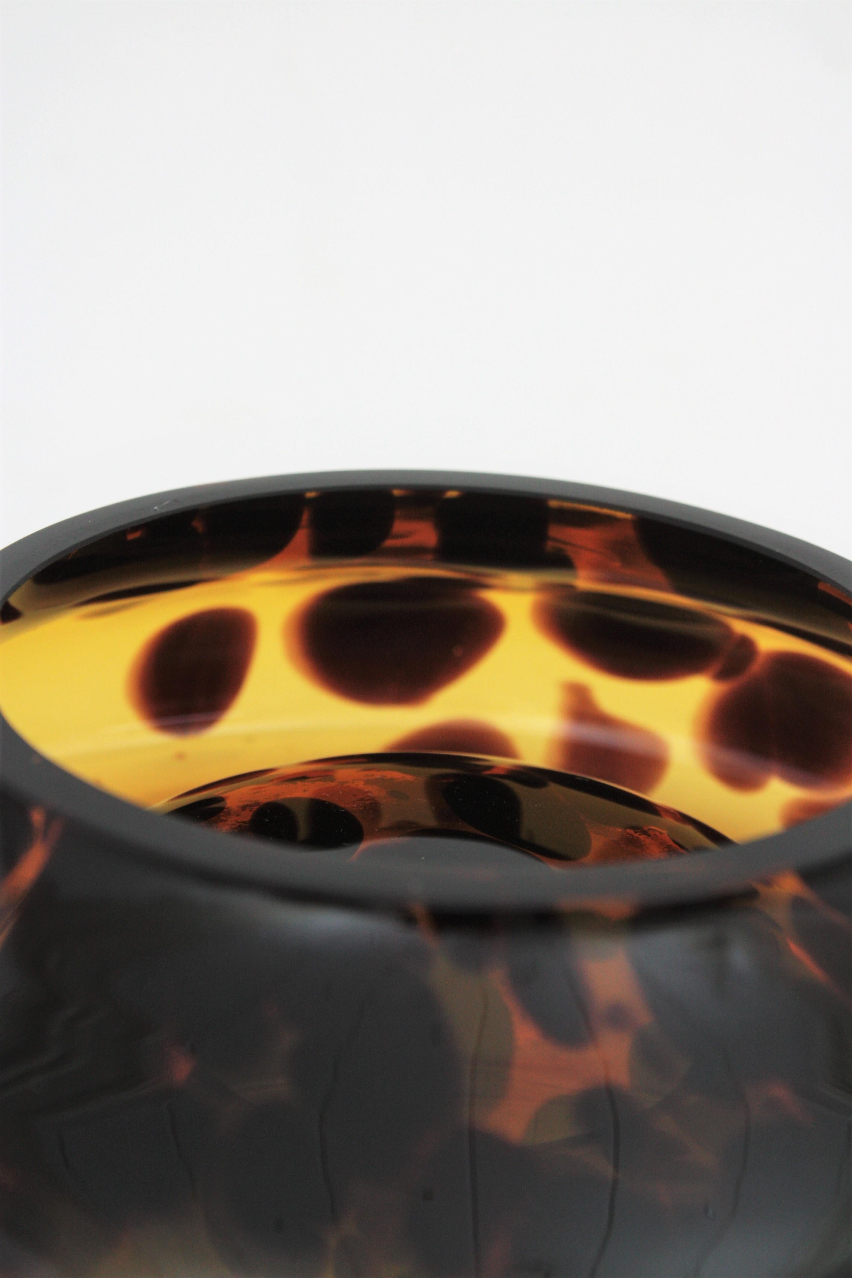 Large Midcentury Empoli for Christian Dior Tortoiseshell Glass Ashtray or Bowl 8