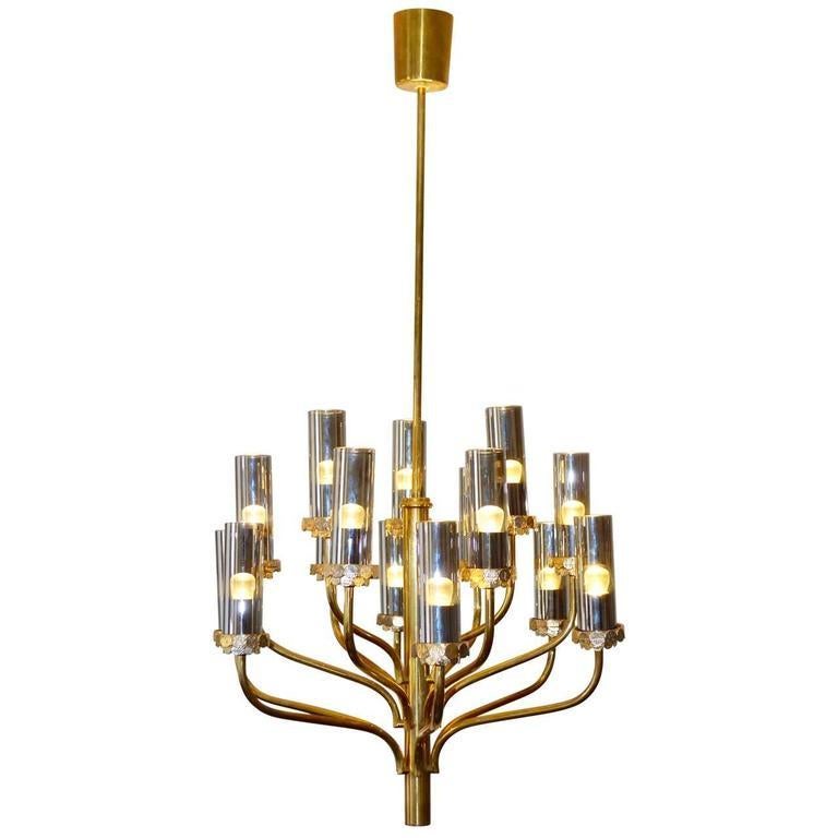 Large Midcentury Fif Light Br And Smoked Gl Chandelier Large Midcentury Fif Light Br And Smoked Gl Chandelier