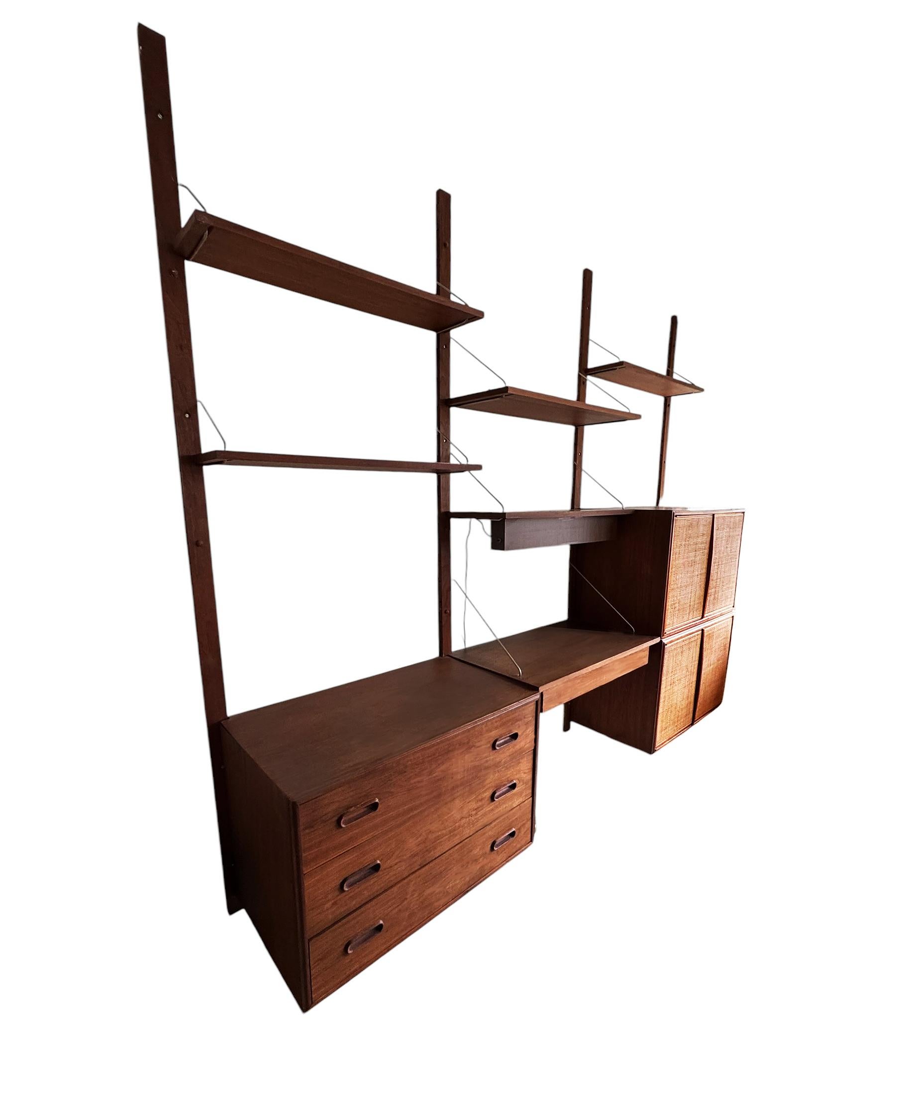 Large Midcentury Floating Danish Style Modern Cabinet Wall Unit in Walnut 4
