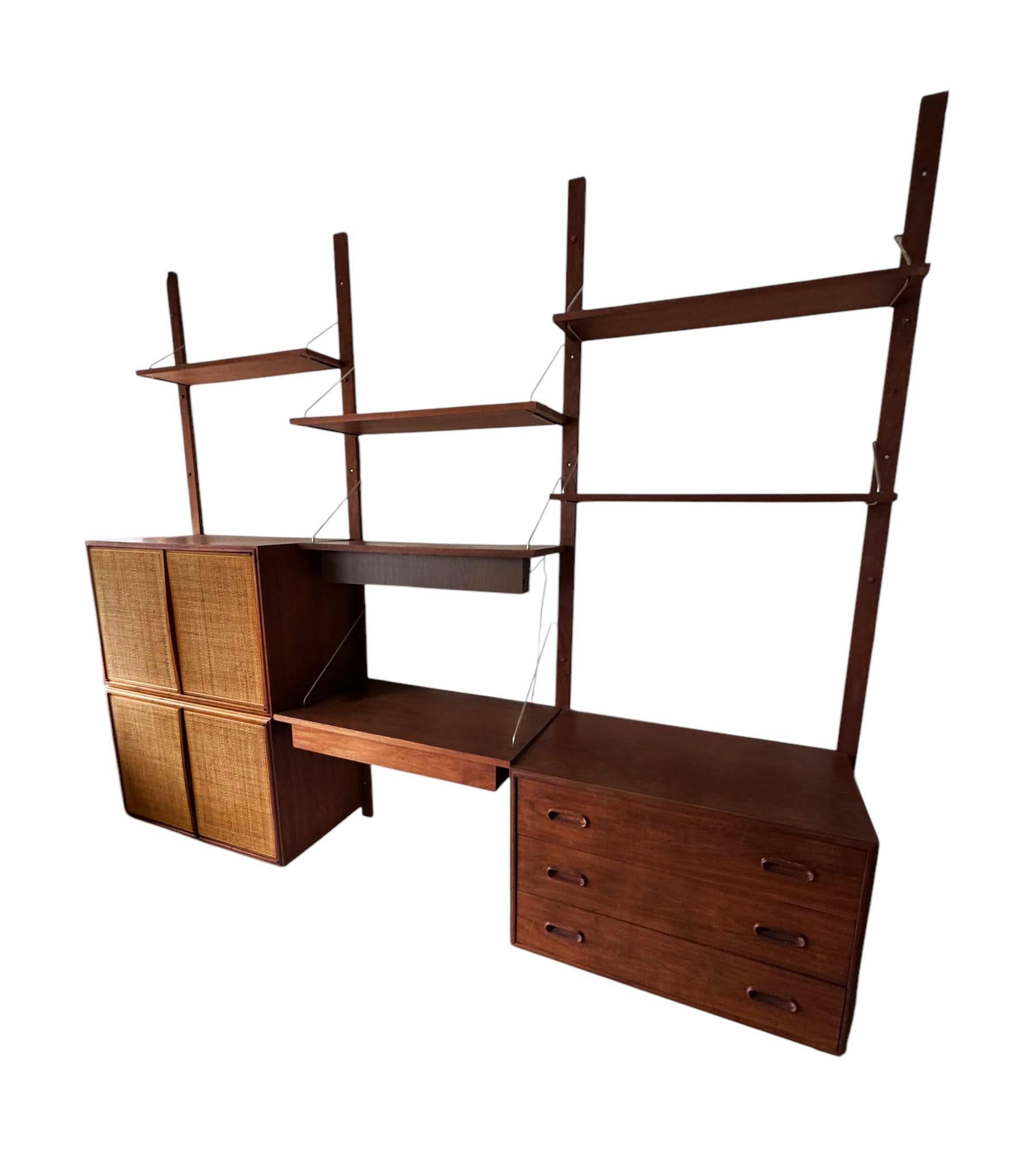 Scandinavian Modern Large Midcentury Floating Danish Style Modern Cabinet Wall Unit in Walnut