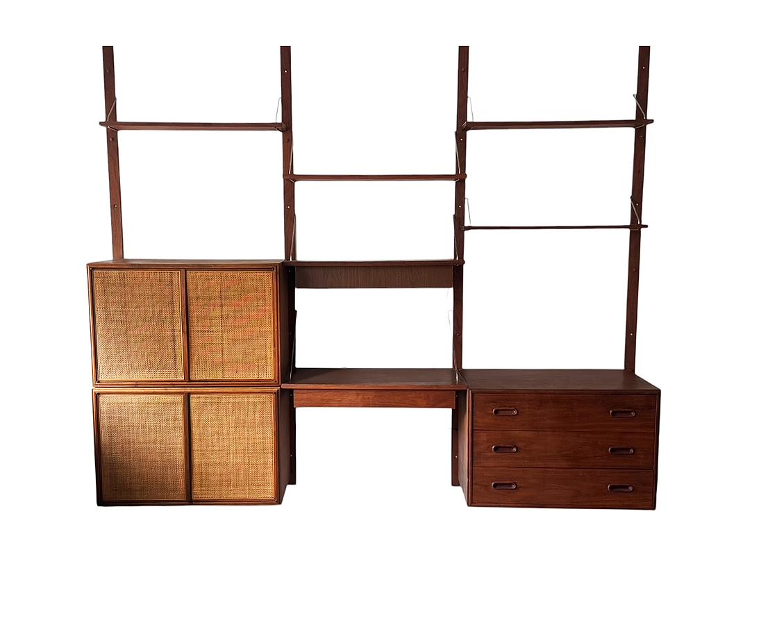 Large Midcentury Floating Danish Style Modern Cabinet Wall Unit in Walnut In Good Condition In Philadelphia, PA