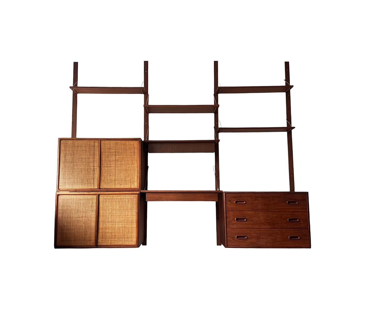 Large Midcentury Floating Danish Style Modern Cabinet Wall Unit in Walnut 1