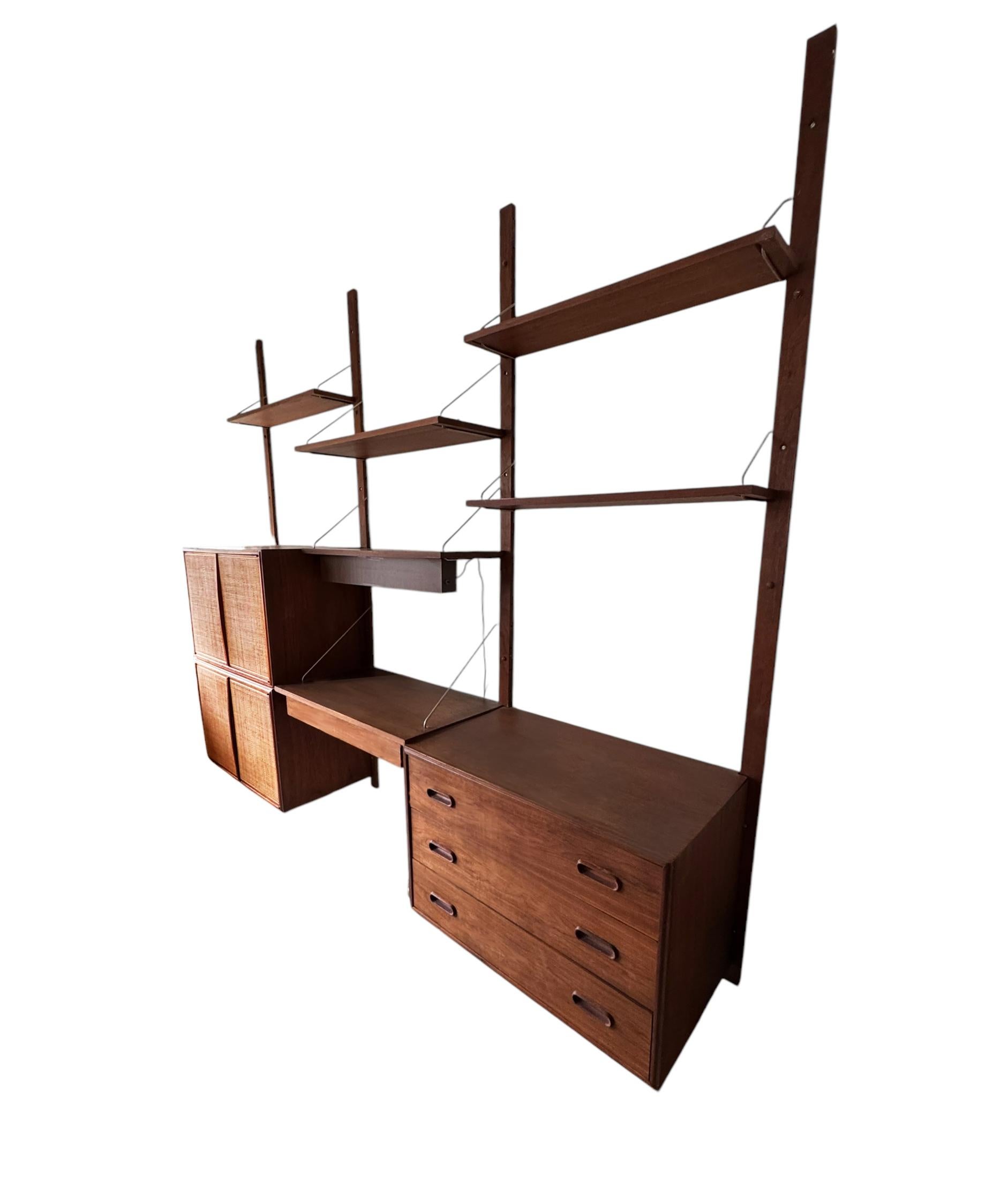 Large Midcentury Floating Danish Style Modern Cabinet Wall Unit in Walnut 3
