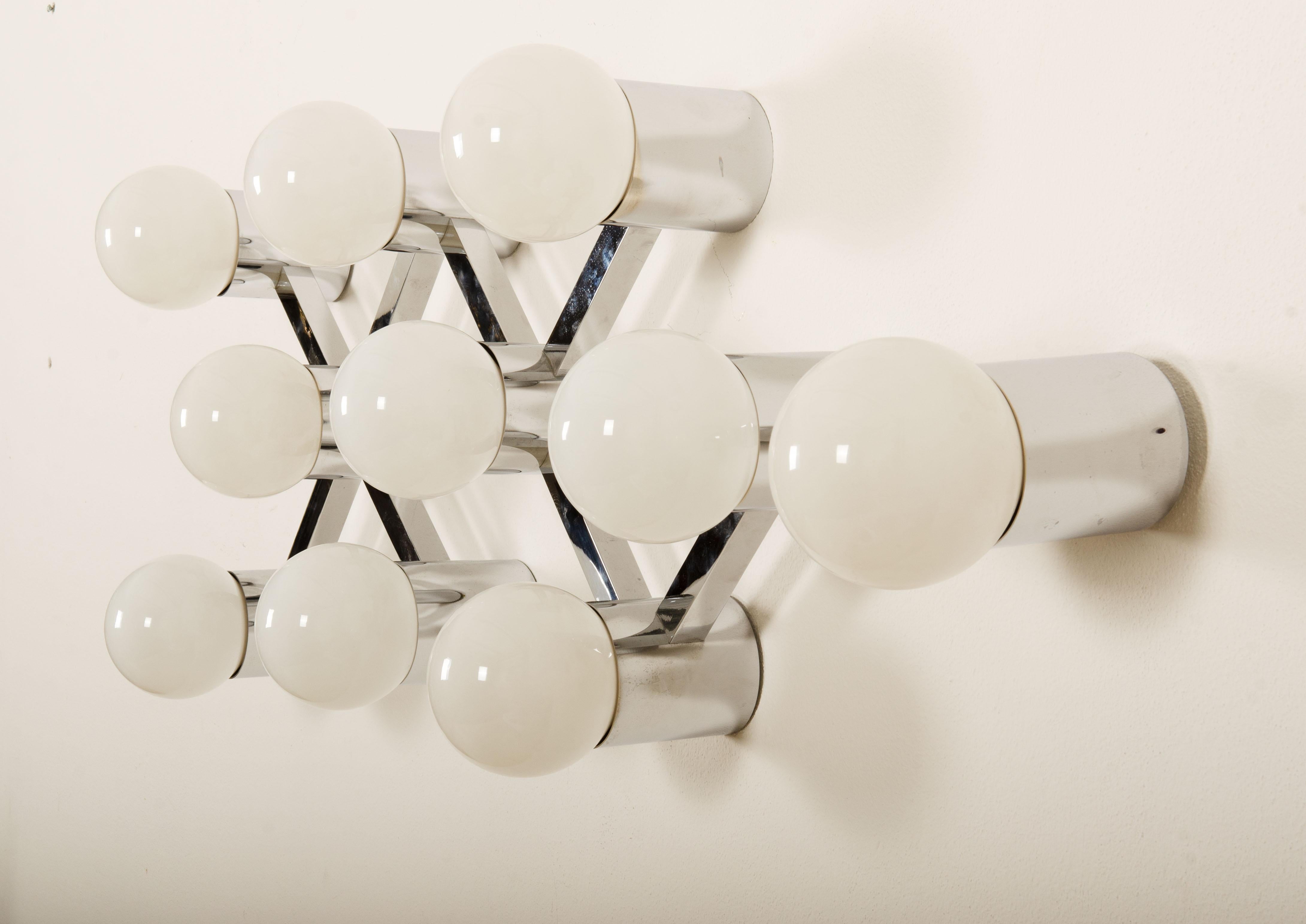Mid-20th Century Large Midcentury Flush or Wall Mount Lamp Chandelier For Sale