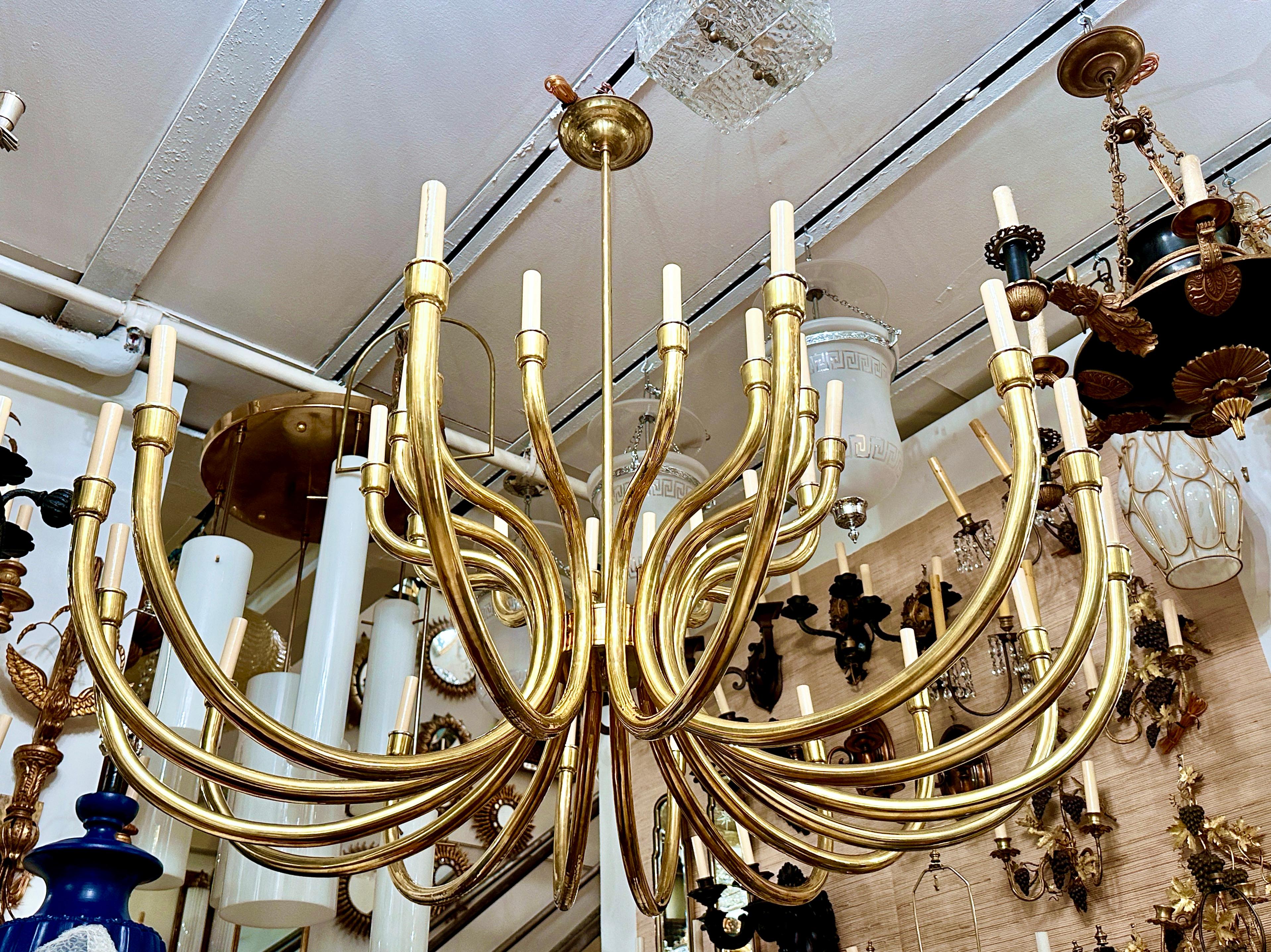Bronze Large Midcentury French Chandelier For Sale
