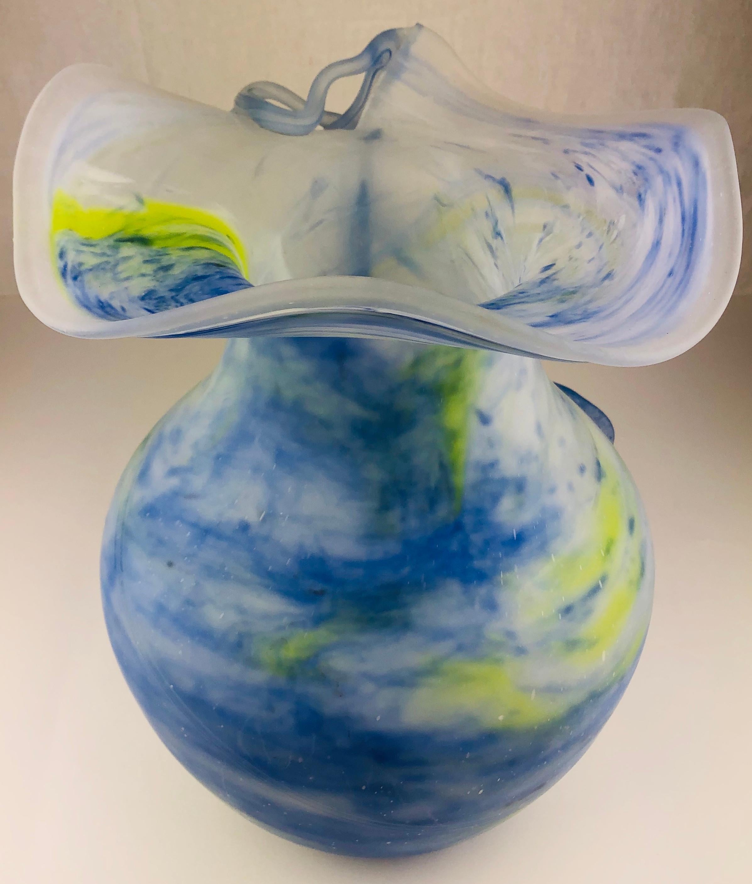 Large Midcentury French Pâte de Verre or Molten Art Glass Vase In Good Condition For Sale In Miami, FL