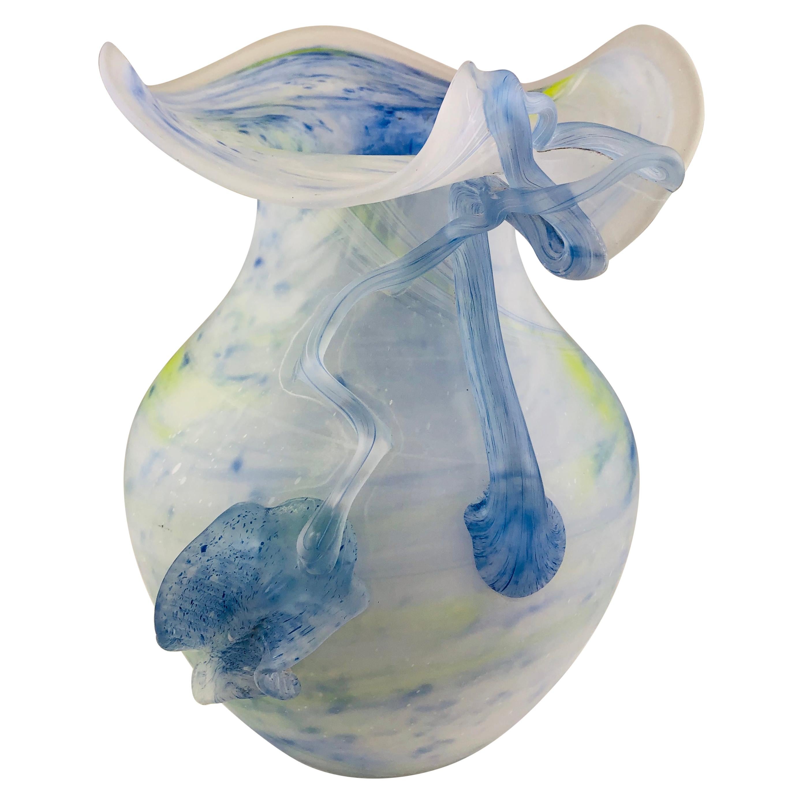 Large Midcentury French Pâte de Verre or Molten Art Glass Vase For Sale