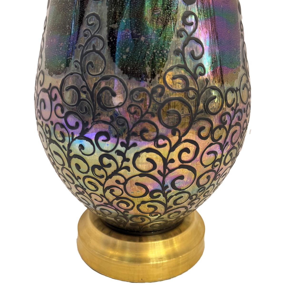 Lámpara grande de cristal de mediados de siglo Italiano en venta