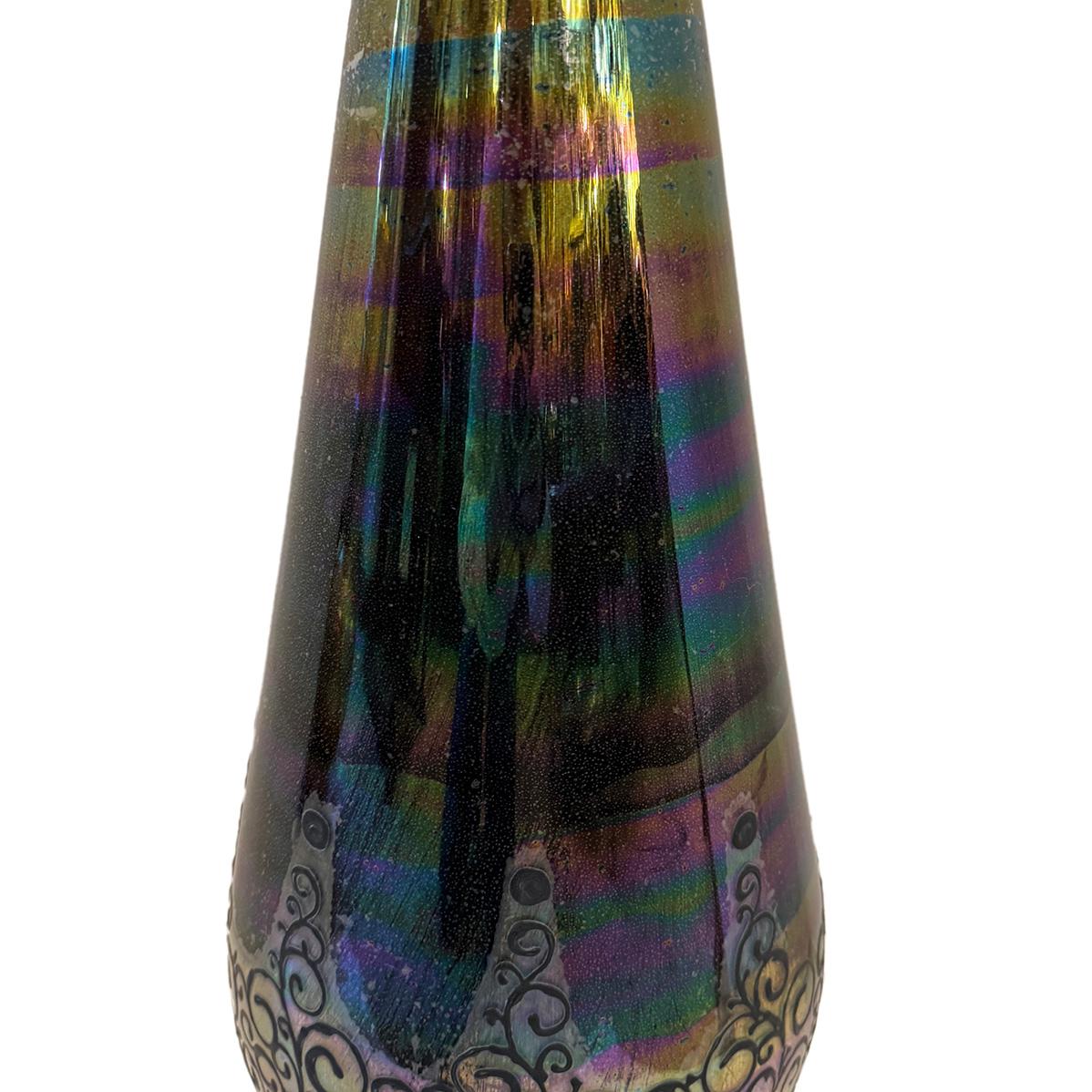 Lámpara grande de cristal de mediados de siglo Pintado a mano en venta