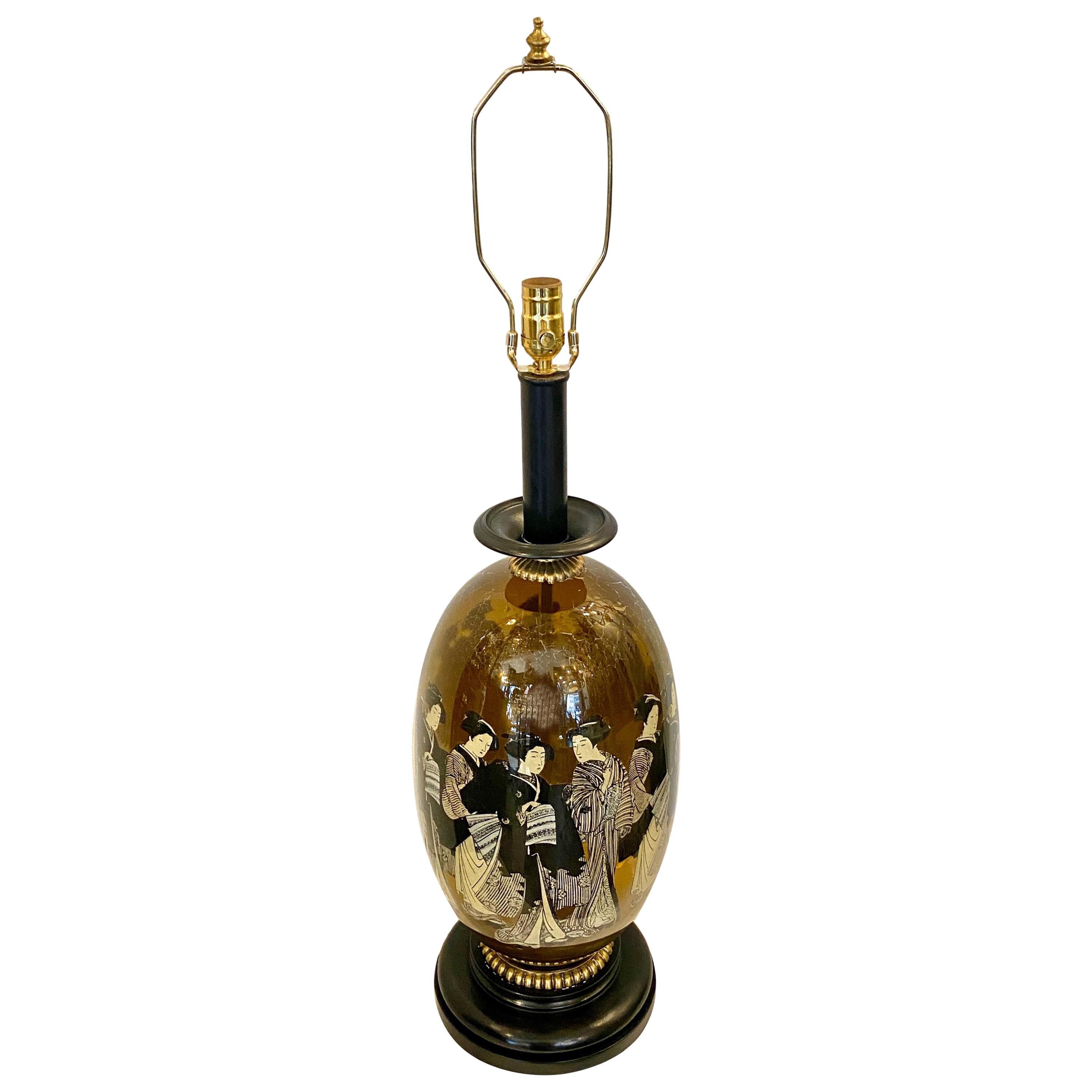 Large Midcentury Glass Lamp
