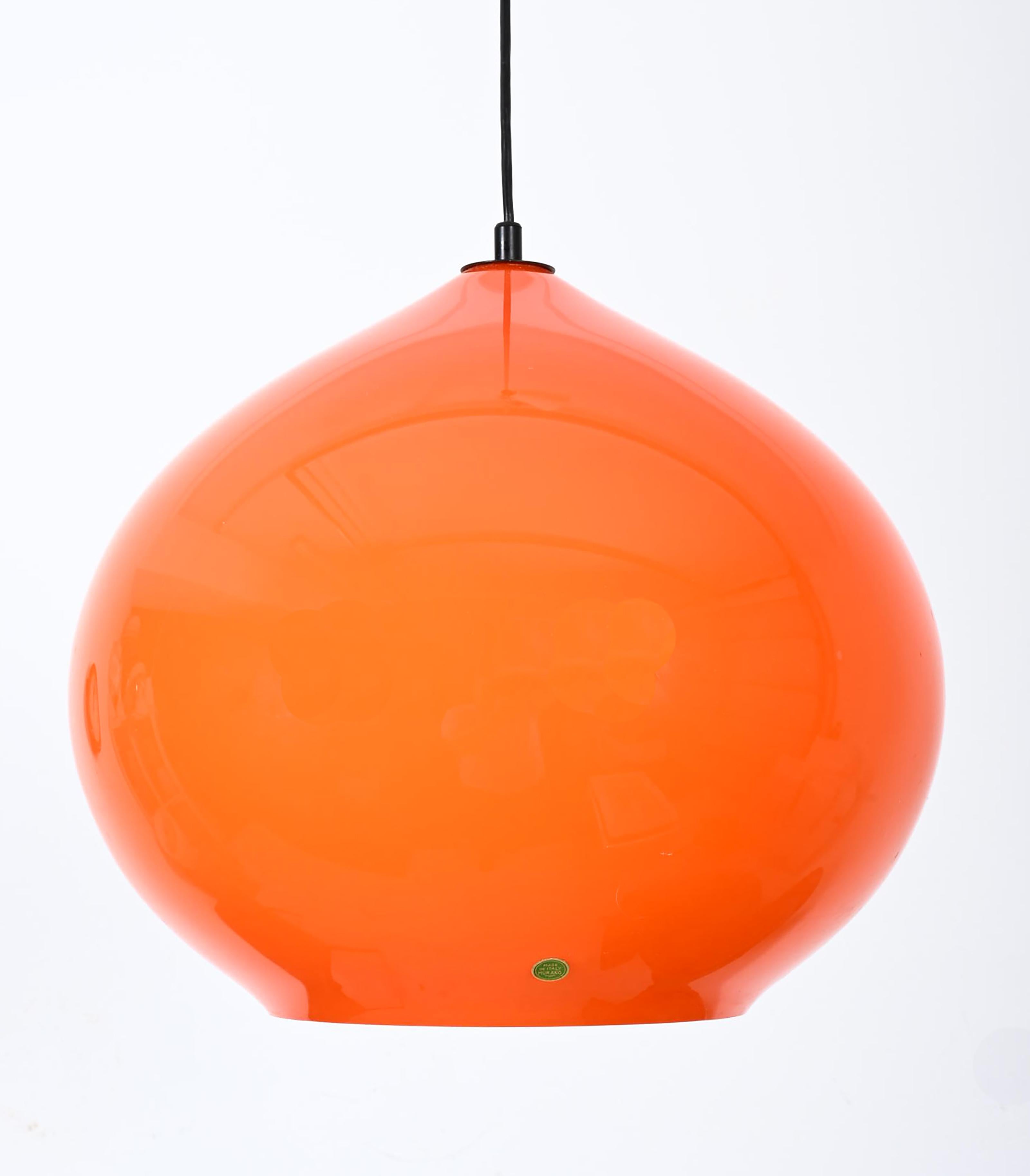 Large Midcentury Glass Pendant by Alessandro Pianon for Vistosi en vente 1