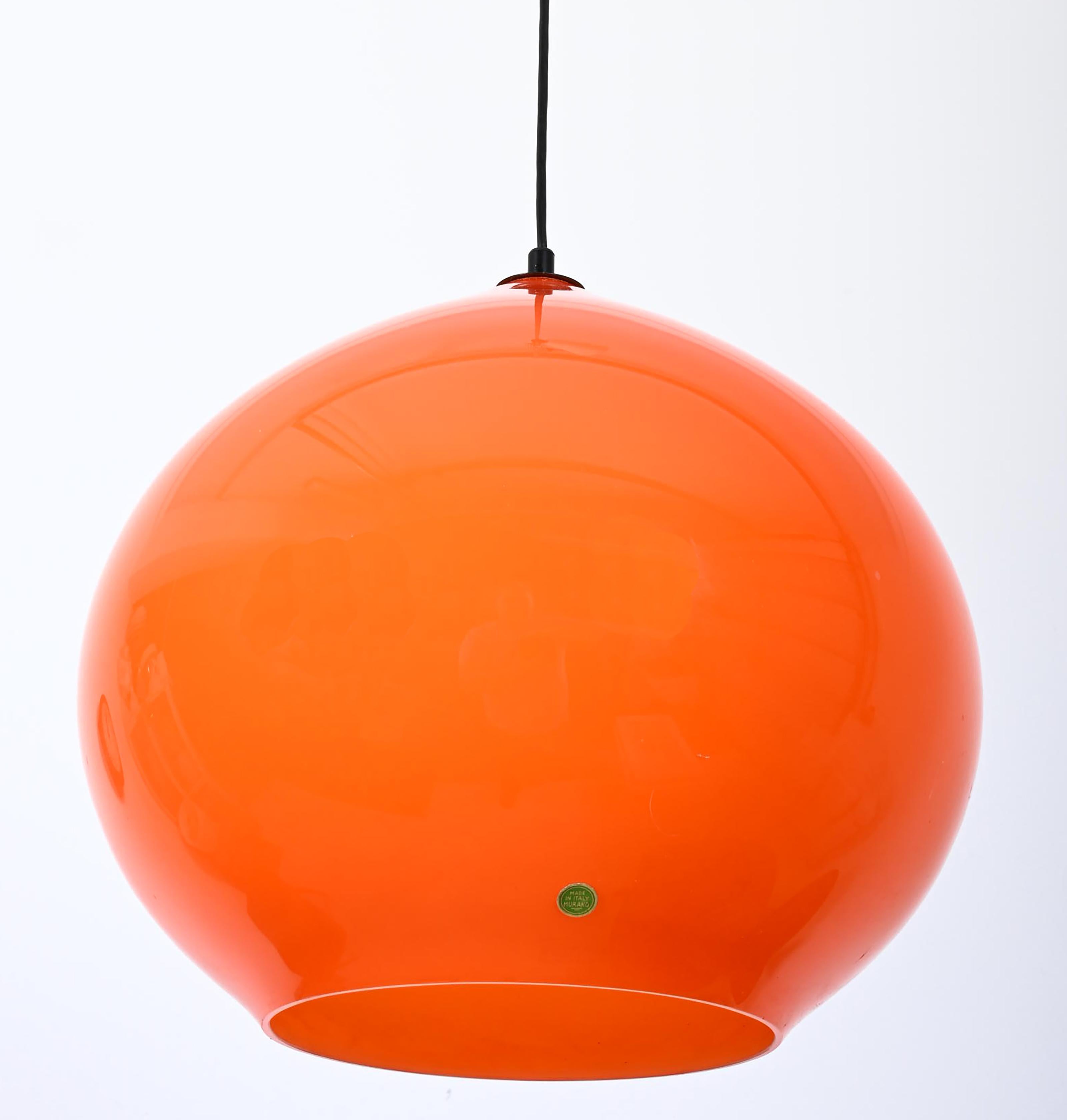 Large Midcentury Glass Pendant by Alessandro Pianon for Vistosi en vente 2