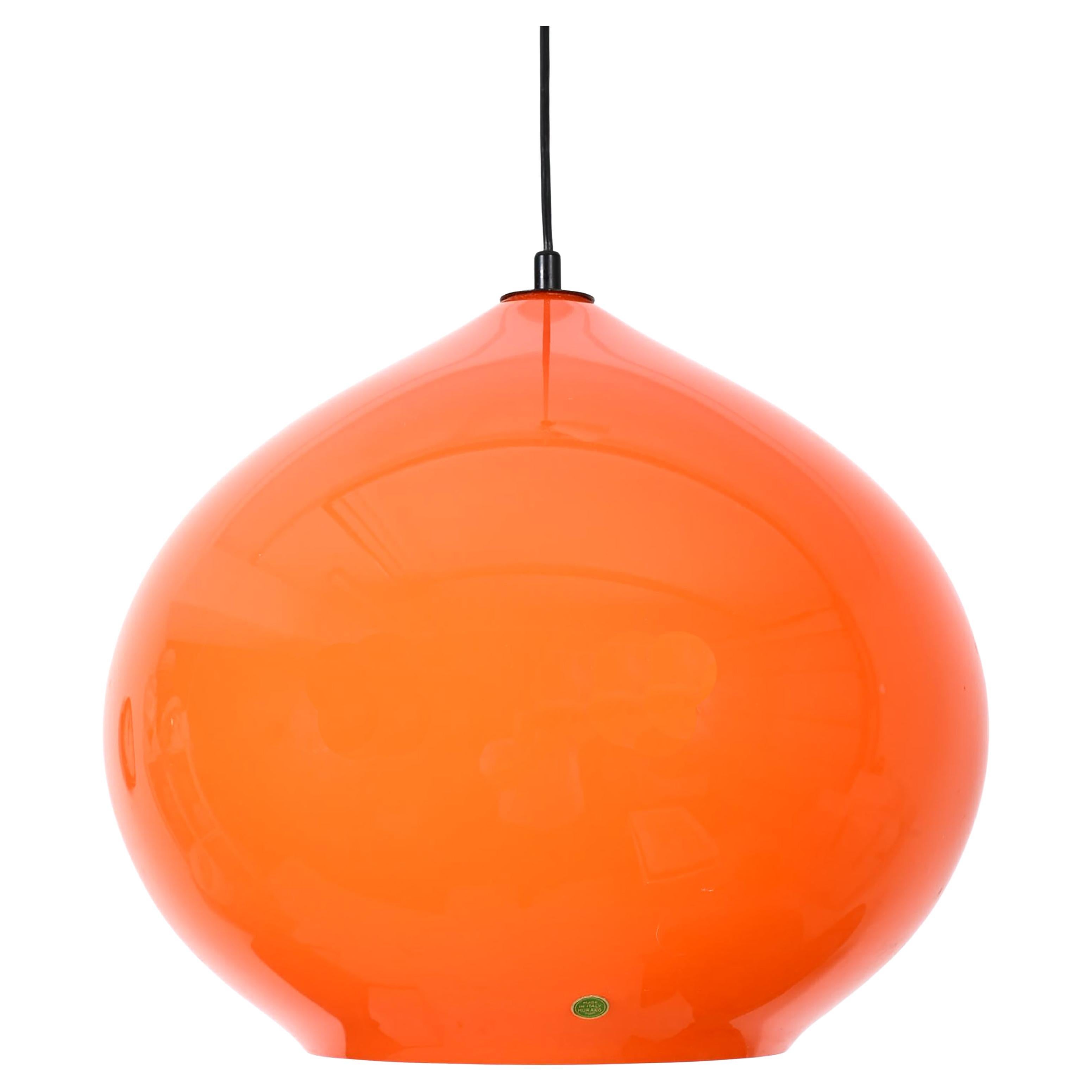 Large Midcentury Glass Pendant by Alessandro Pianon for Vistosi en vente