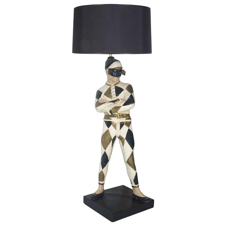 Large Midcentury Harlequin Jester Table Lamp