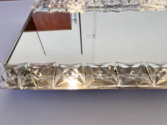 Large Midcentury Illuminated / Backlit Crystal Mirror Kinkeldey, Germany, 1970s