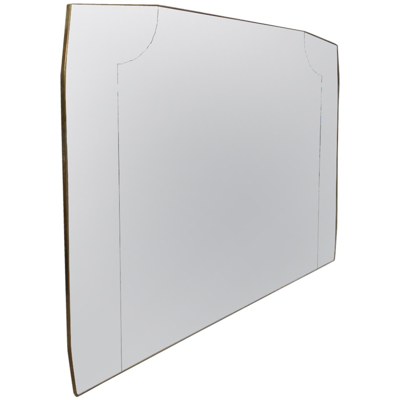 Large Midcentury Italian Brass Mirror