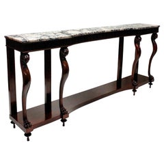 Large Midcentury Italian Console Table with a Breche Violette Marble Top