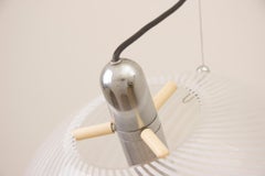 Large Midcentury Italian Globe Pendant with Spiral Glass