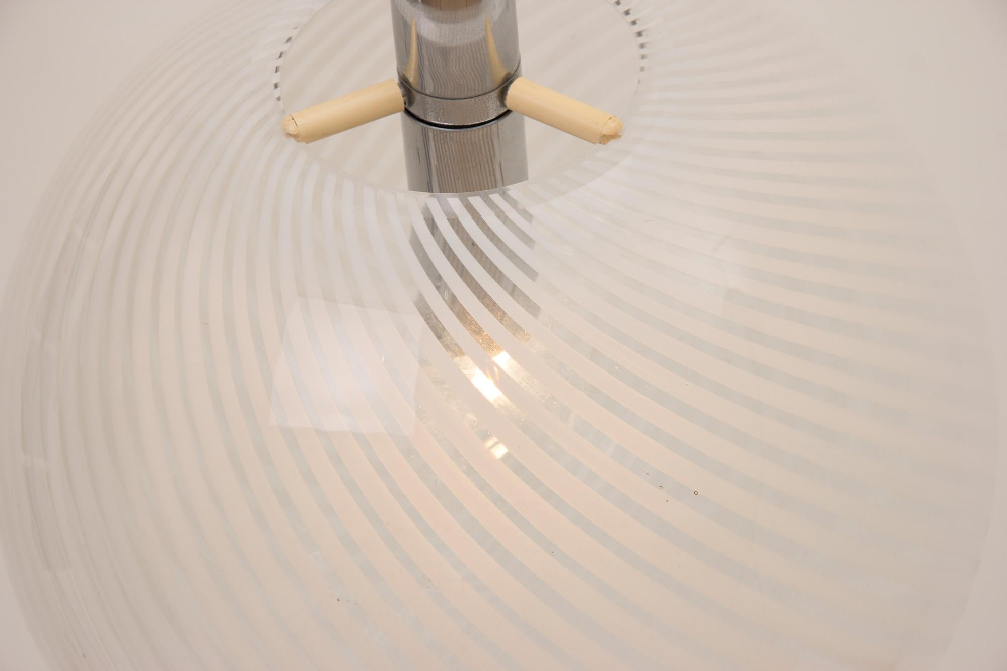 20th Century Large Midcentury Italian Globe Pendant with Spiral Glass For Sale