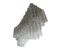 Large Midcentury Italian Modern Murano Tronchi Glass Chandelier Whale Tail Form