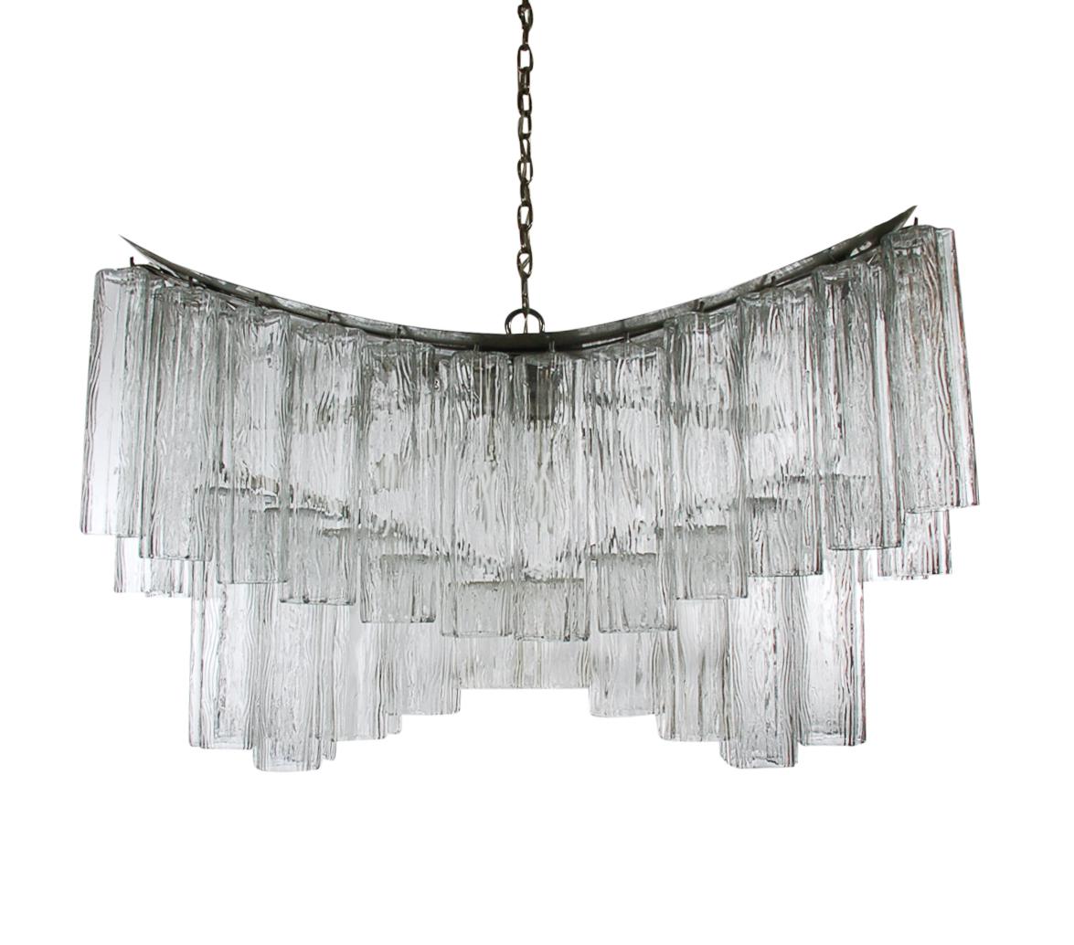 Mid-Century Modern Large Midcentury Italian Modern Murano Tronchi Glass Chandelier Whale Tail Form For Sale