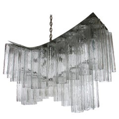 Vintage Large Midcentury Italian Modern Murano Tronchi Glass Chandelier Whale Tail Form