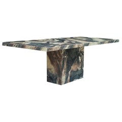 Large Midcentury Italian Postmodern Marble Granite Rectangular Dining Table