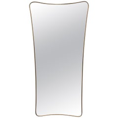 Large Midcentury Italian Wall Mirror with Brass Frame, circa 1950s