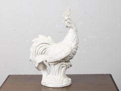 Large Midcentury Italian White Porcelain Rooster Sculpture for Williams-Sonoma
