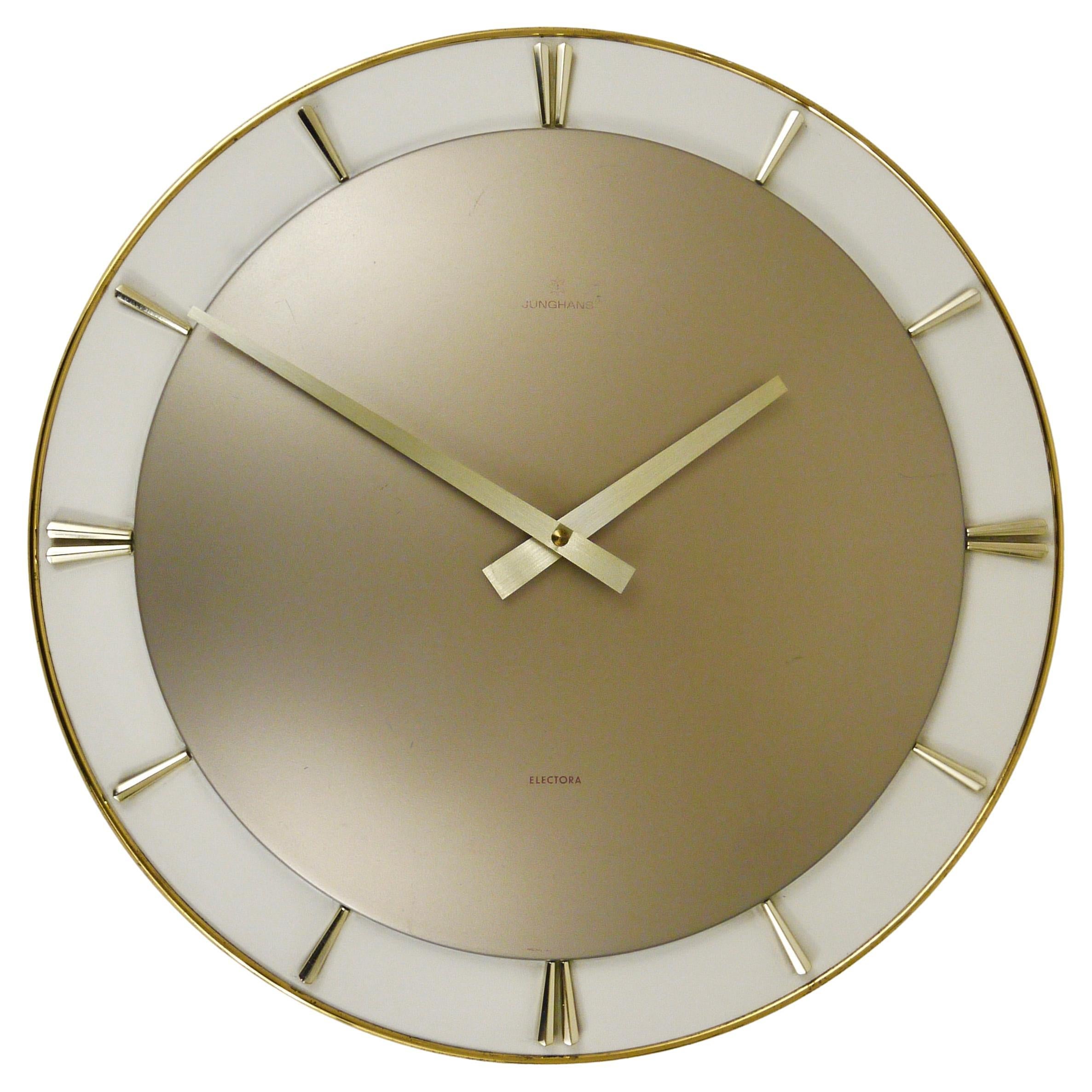 Midcentury Junghans GMT World Time Zone Brass Table Clock, Germany