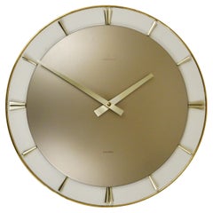 Vintage Large Midcentury Junghans Brass Wall Clock, Germany, 1950s