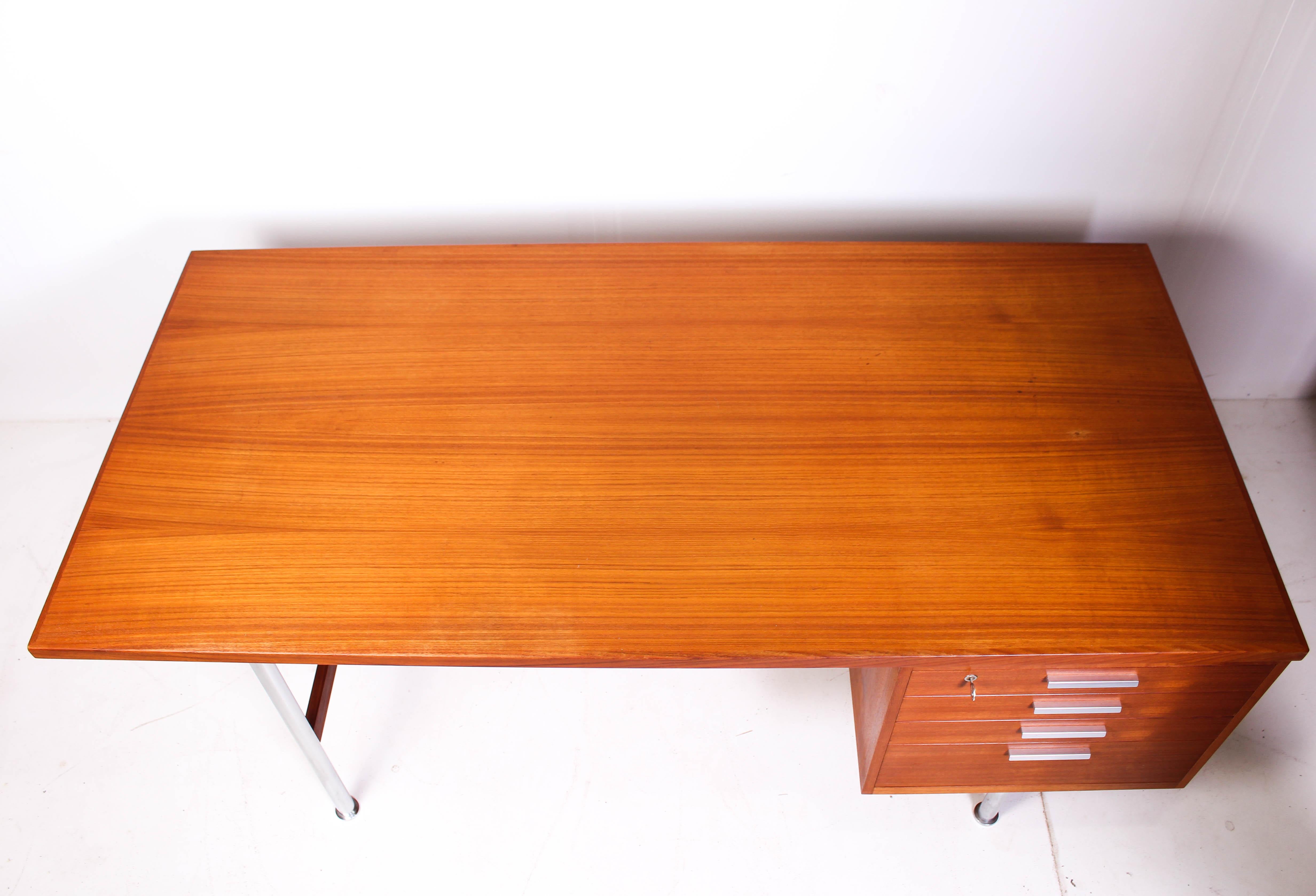 Large Midcentury Kai Kristiansen Teak Desk by FM Møbler For Sale 7