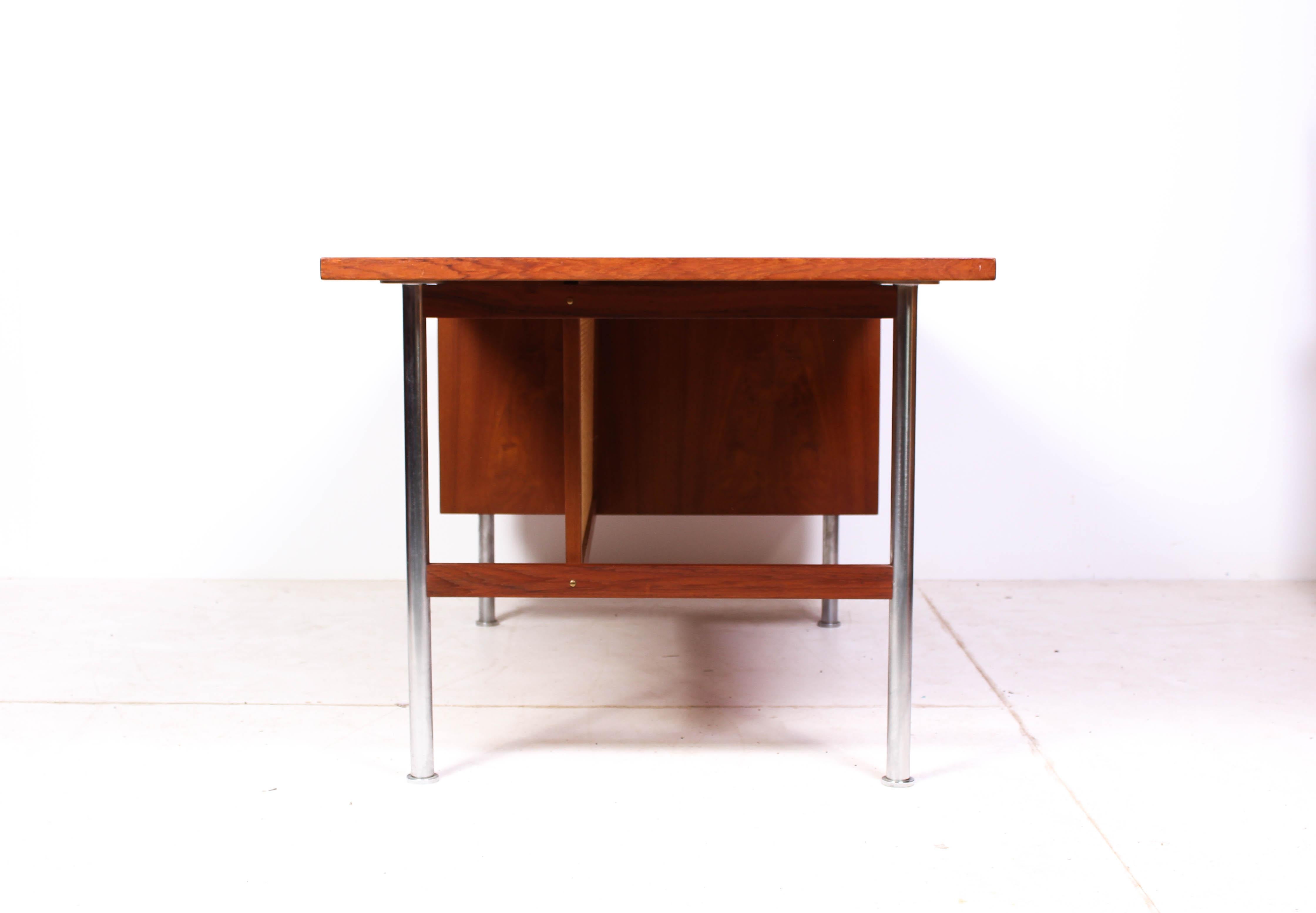 Large Midcentury Kai Kristiansen Teak Desk by FM Møbler For Sale 1