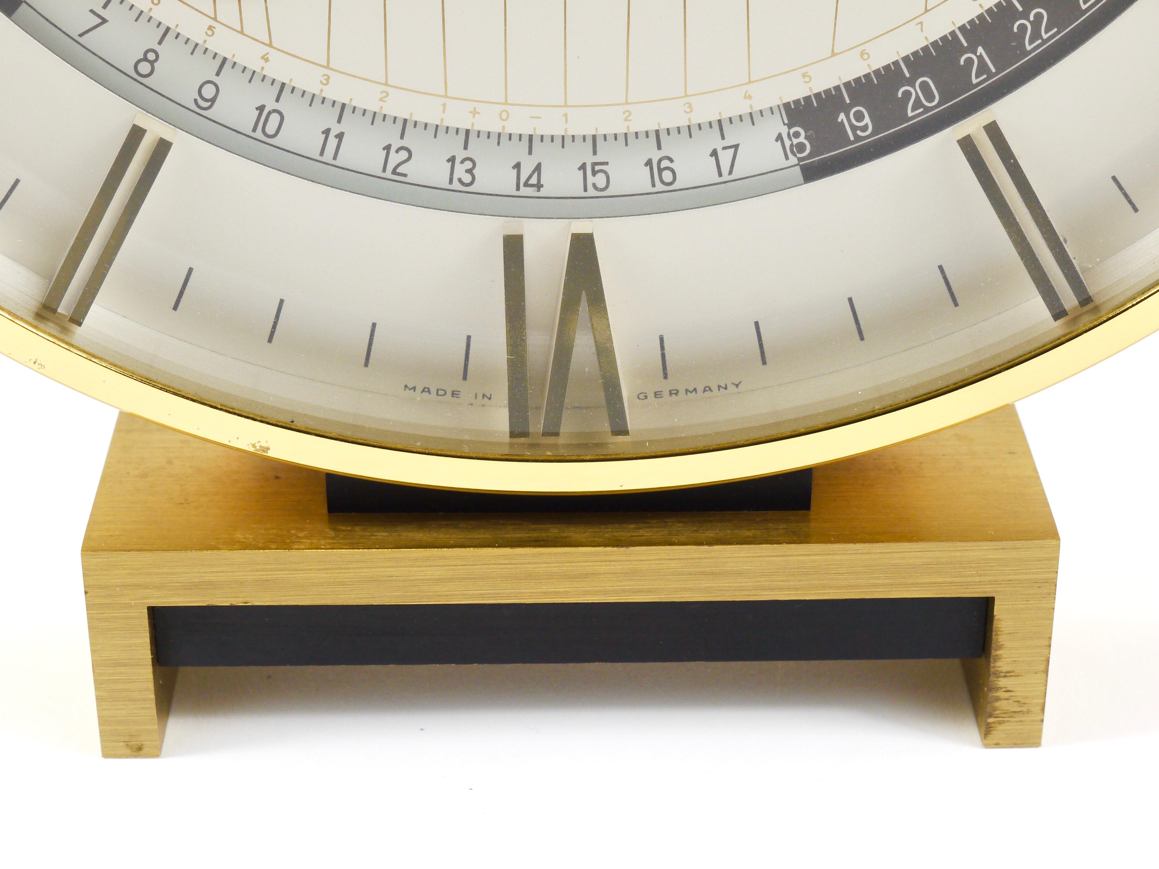 Large Midcentury Kienzle GMT World Time Zone Brass Table Clock, Germany, 1960s For Sale 6