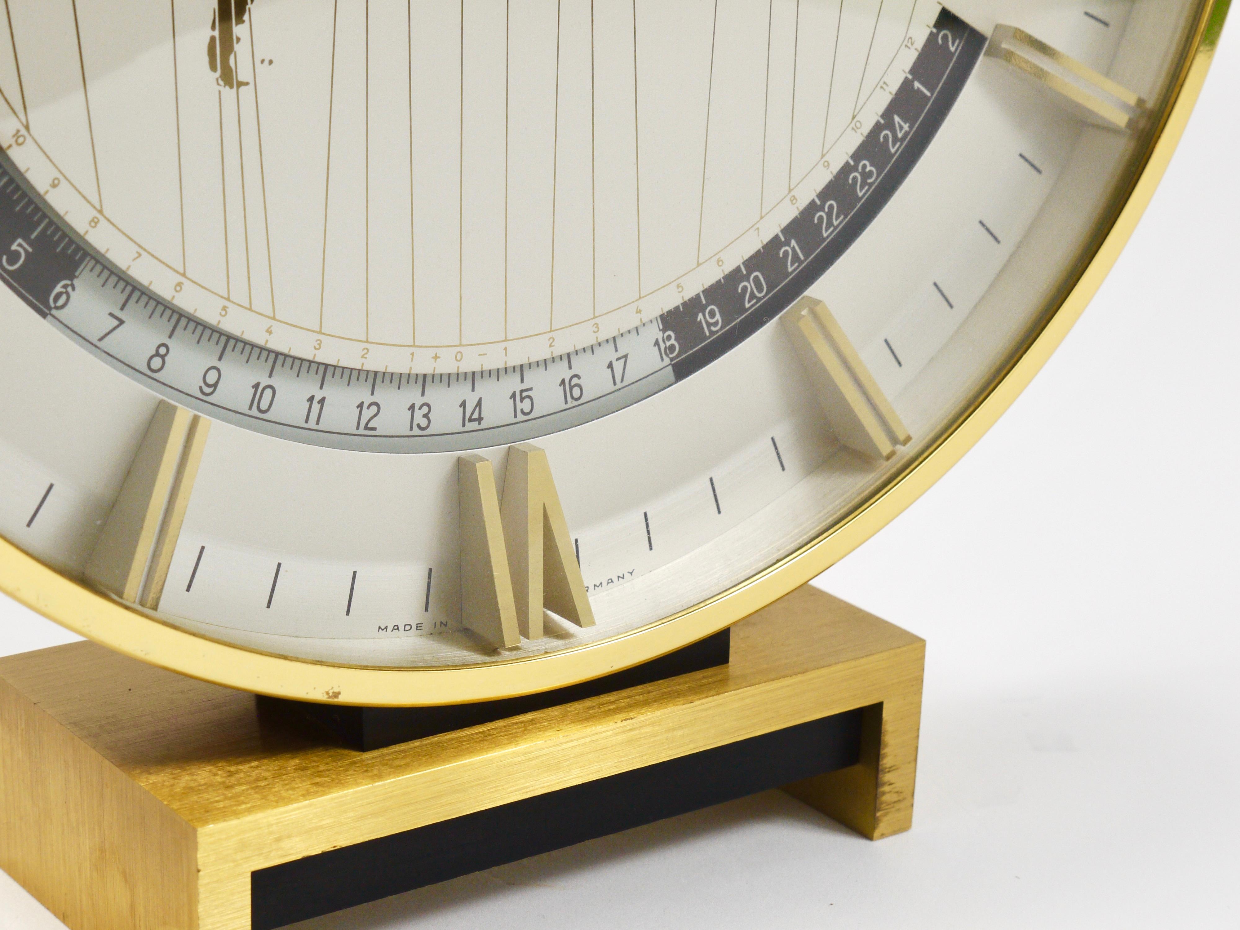 Large Midcentury Kienzle GMT World Time Zone Brass Table Clock, Germany, 1960s For Sale 10