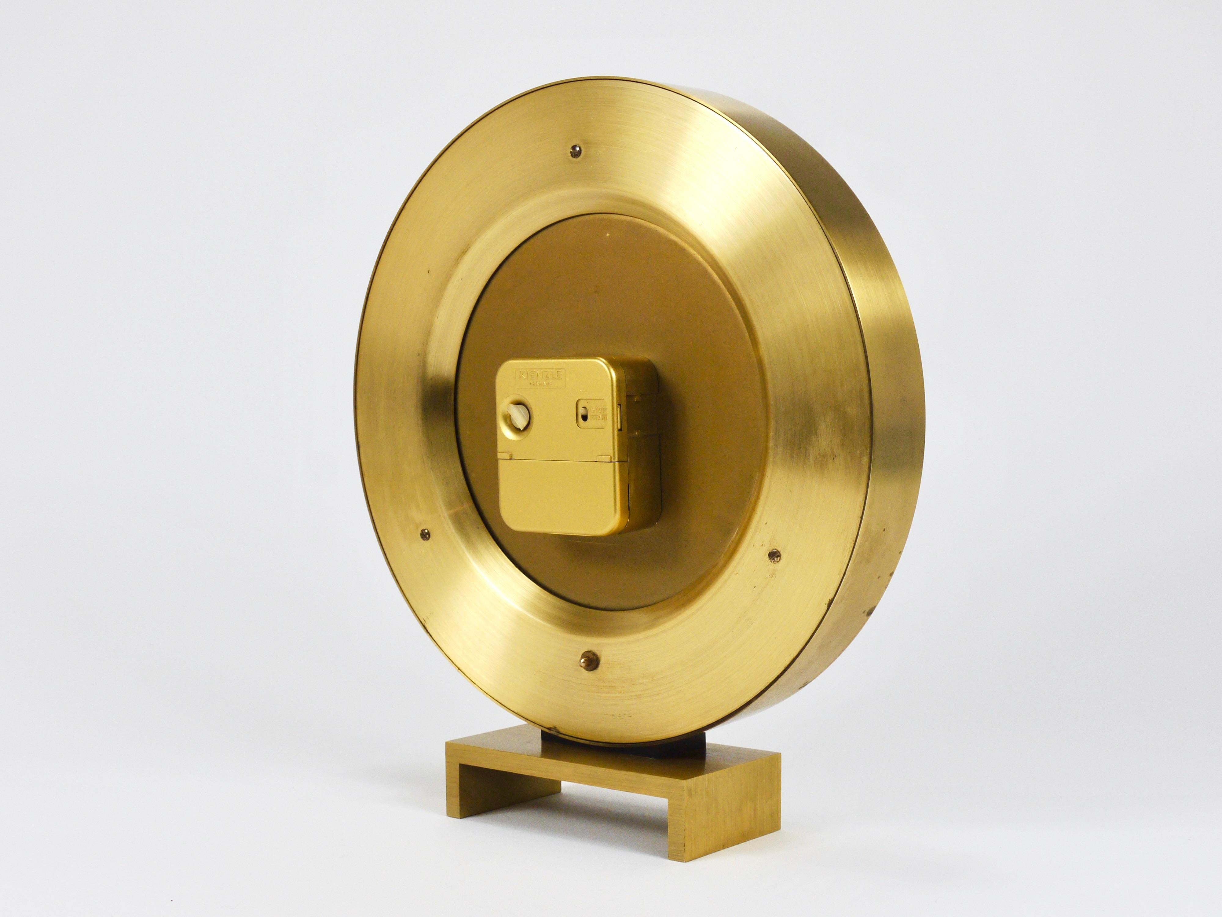 Large Midcentury Kienzle GMT World Time Zone Brass Table Clock, Germany, 1960s For Sale 14