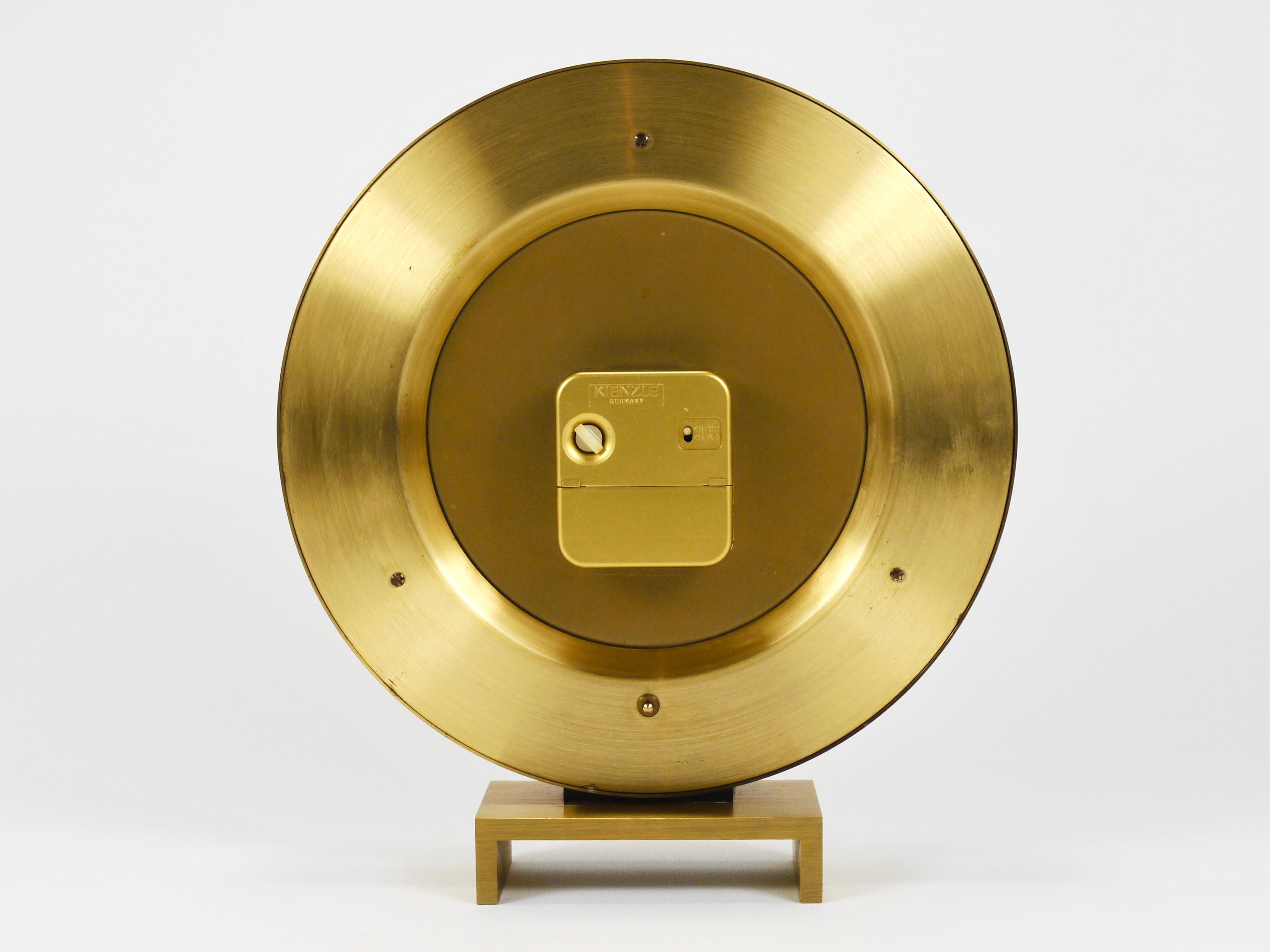 Large Midcentury Kienzle GMT World Time Zone Brass Table Clock, Germany, 1960s For Sale 15