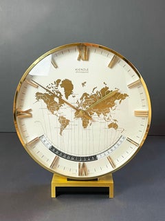 Grande horloge de table Kienzle GMT World Time Zone, laiton, Allemagne, années 1960