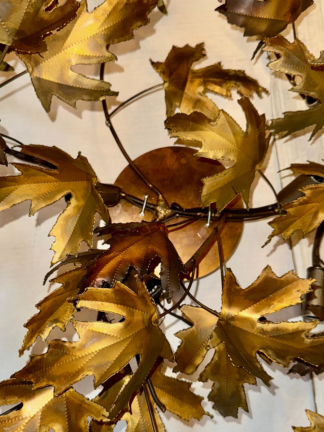 Italian Large Midcentury Leaves Flush Mount For Sale