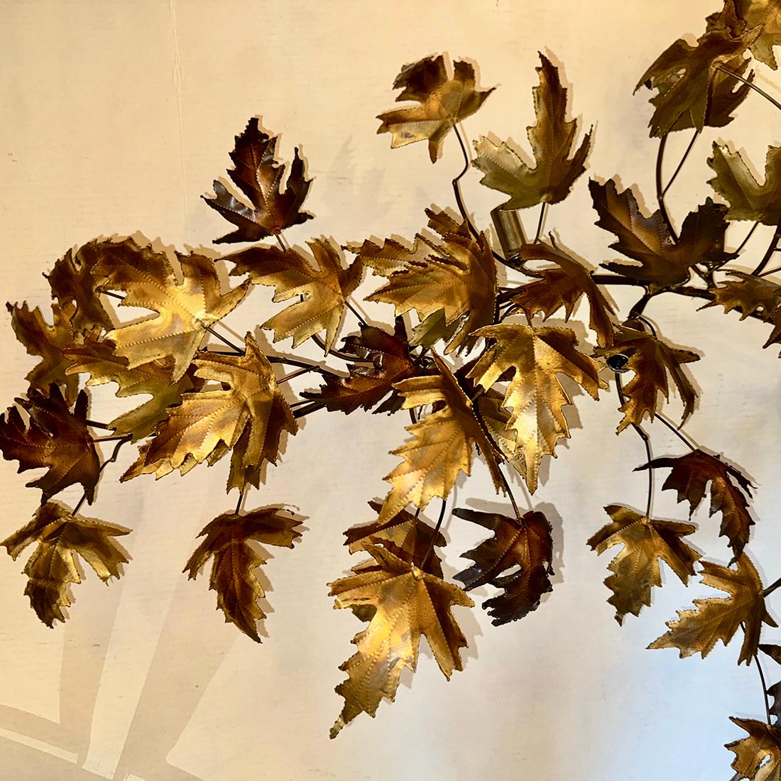 Large Midcentury Leaves Flush Mount In Good Condition For Sale In New York, NY
