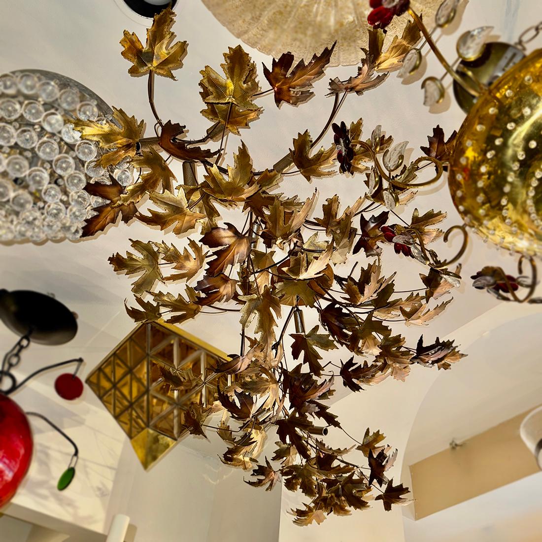 Mid-20th Century Large Midcentury Leaves Flush Mount For Sale